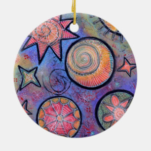 Colourful Cosmic Stars Celestial Ceramic Tree Decoration