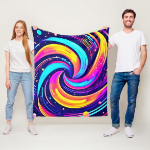 Colourful Cosmic Swirl Fleece Blanket
