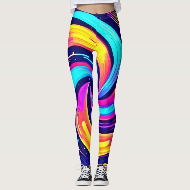 Colourful Cosmic Swirl Leggings (Front)