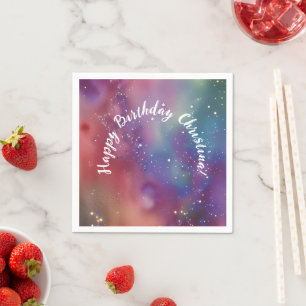 Colourful Cosmic Watercolor Custom Paper Napkins