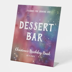Colourful Cosmic Watercolor Custom  Pedestal Sign