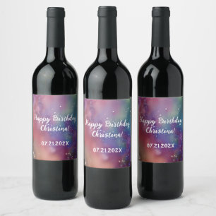Colourful Cosmic Watercolor Custom   Wine Label