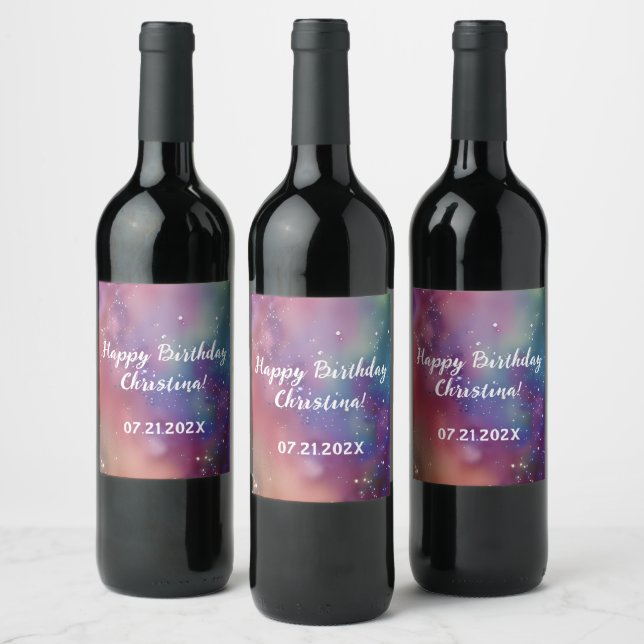 Colourful Cosmic Watercolor Custom   Wine Label (Bottles)