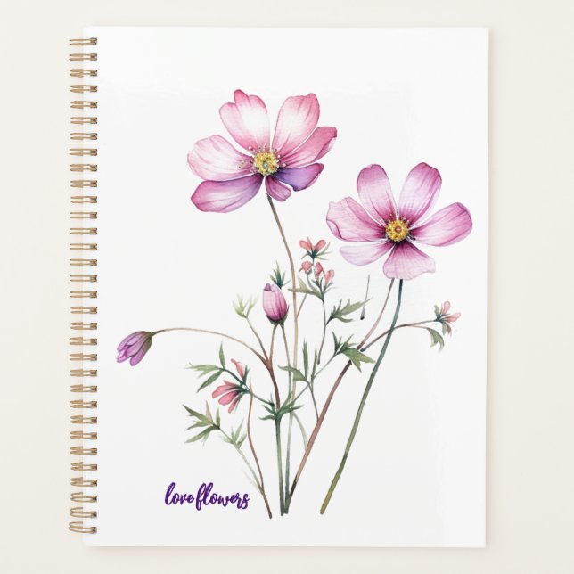 Colourful cosmos flowers, Colourful Blooms Planner (Front)