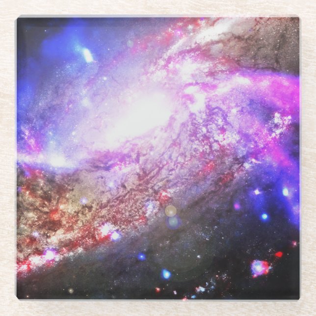 Colourful Cosmos Glass Coaster (Front)