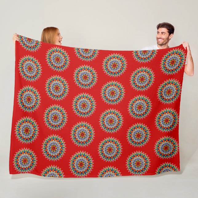Colourful Costa Rica Folklore Design Fleece Blanket (In Situ)