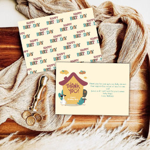 Colourful Cosy House Kids Birthday Thank You Card