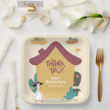 Colourful Cosy House Kids Birthday Thank You