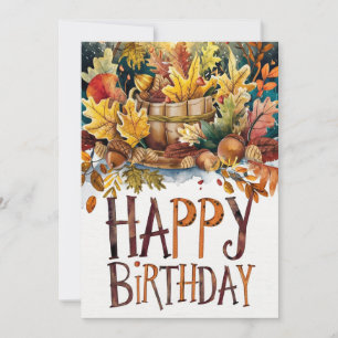 Colourful Cosy Wish Autumn Fall Happy Birthday Card