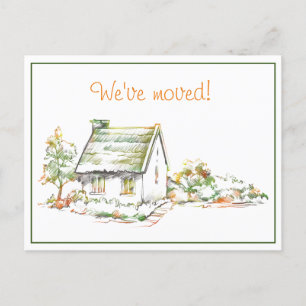 Colourful Cottage New Address Announcement Postcar