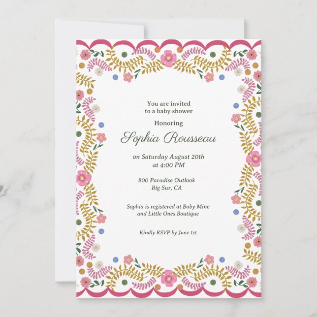 Colourful Cottagecore Baby Shower Invitation (Front)