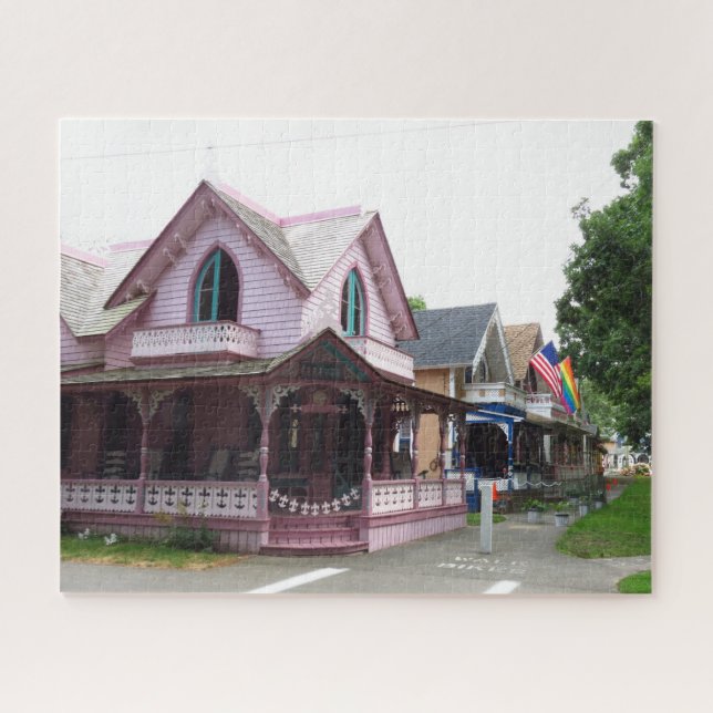 Colourful Cottages with Flags - Martha's Vineyard Jigsaw Puzzle (Horizontal)