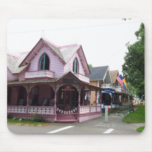Colourful Cottages with Flags - Martha's Vineyard Mouse Mat (Front)