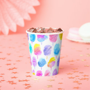 Colourful Cotton Candy Watercolor Pattern Paper Cups