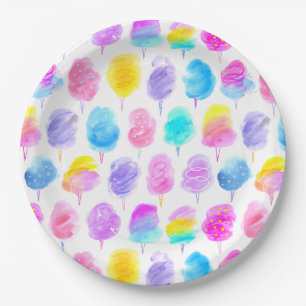 Colourful Cotton Candy Watercolor Pattern Paper Plate