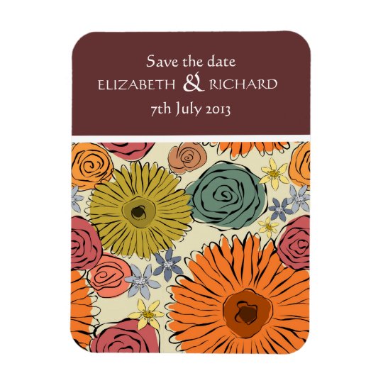Colourful country flowers and leaves Magnet