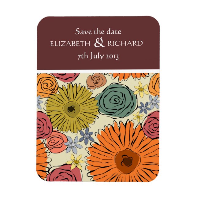 Colourful country flowers and leaves Magnet (Vertical)