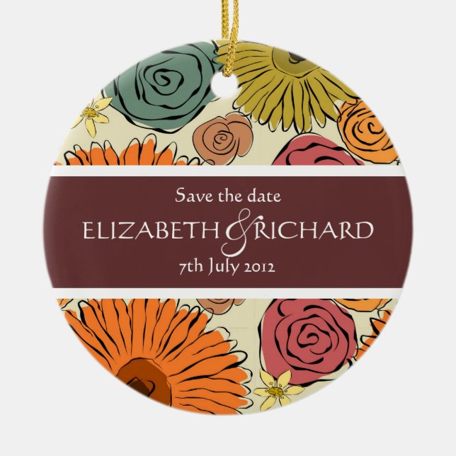 Colourful country flowers and leaves Ornament (Front)
