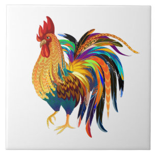 Colourful Country rooster decor Tile