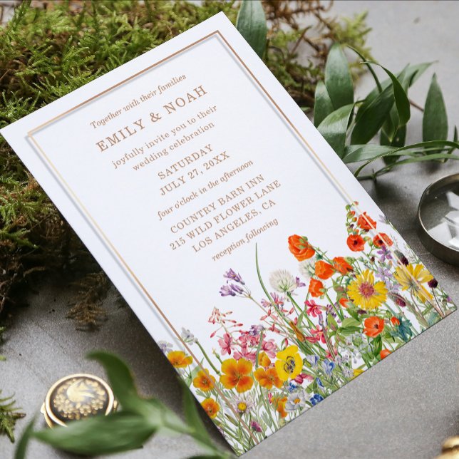 Colourful Country Wildflower Wedding Invitation (Creator Uploaded)