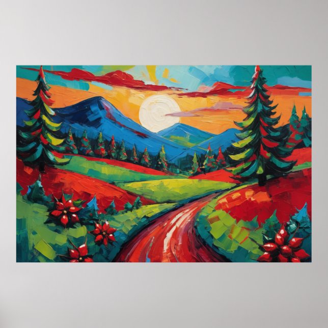 Colourful Countryside Landscape Art Poster (Front)