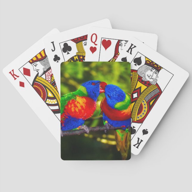 Colourful Couple of Kissing Parrots Playing Cards (Back)