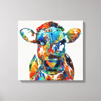 Colourful Cow Art Canvas Print
