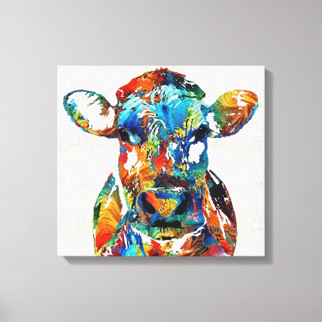 Colourful Cow Art Canvas Print (Front)
