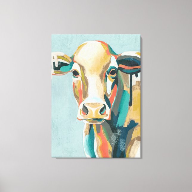 Colourful Cow Canvas Print (Front)