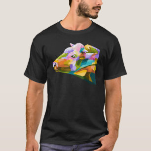 Colourful Cow Cute Cows Animal Graphic Polygon T-Shirt