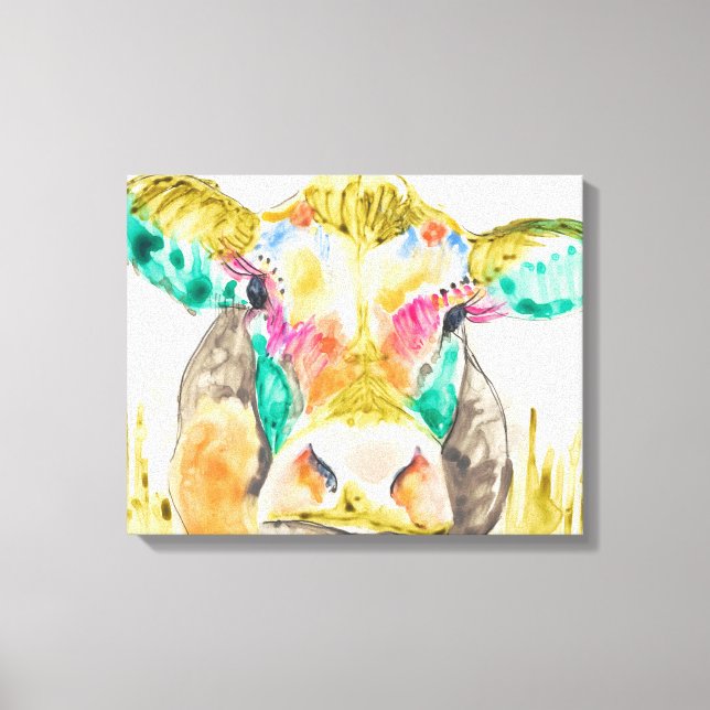 Colourful Cow Design Canvas Print (Front)