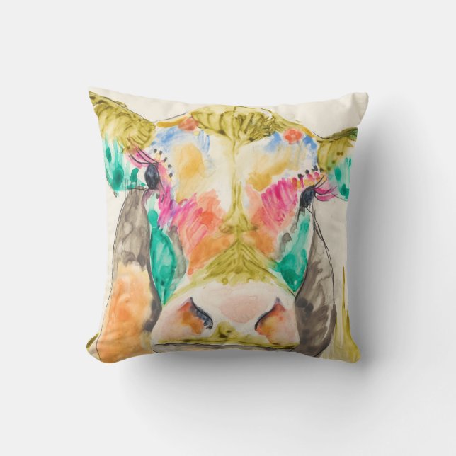 Colourful Cow Design Cushion (Front)