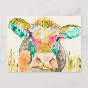 Colourful Cow Design Postcard