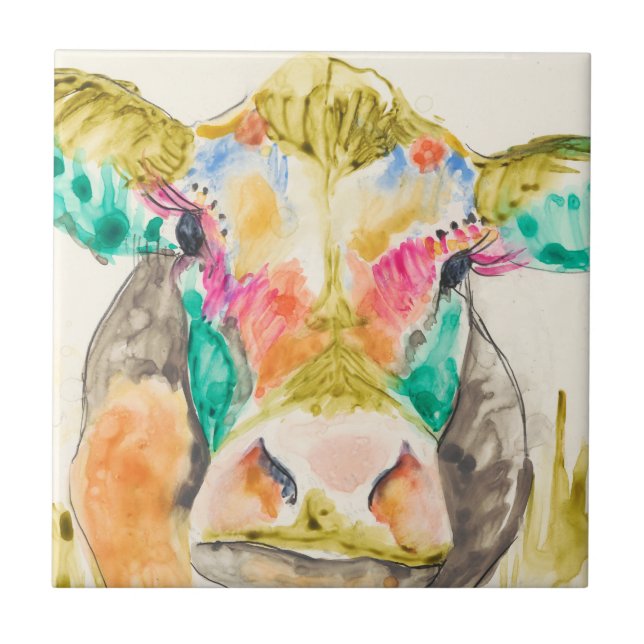 Colourful Cow Design Tile (Front)