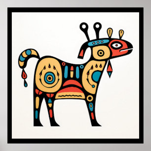Colourful Cow Indigenous Style Poster