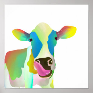 Colourful cow poster