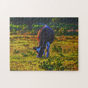 Colourful Cow Poster Art Farm Puzzle
