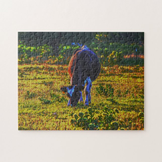 Colourful Cow Poster Art Farm Puzzle (Horizontal)