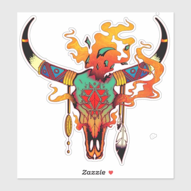 Colourful Cow skull  (Sheet)