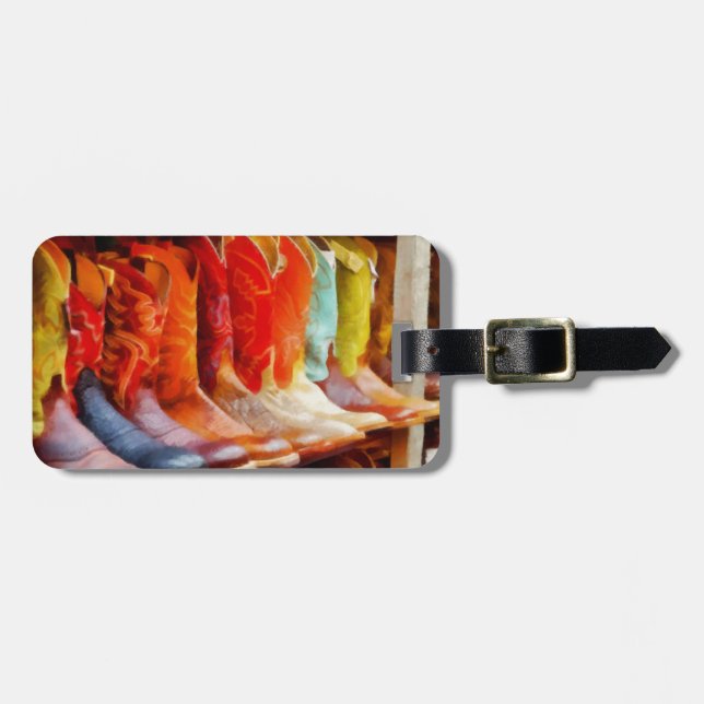 Colourful Cowboy Boots Luggage Tag (Front Horizontal)