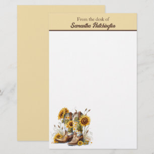 Colourful Cowgirl Boots and Sunflowers Stationery