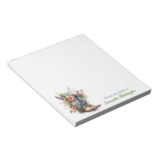 Colourful Cowgirl Boots and Wildflowers Notepad