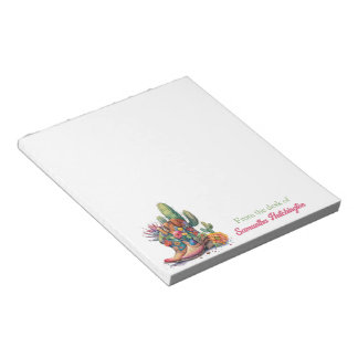 Colourful Cowgirl Boots Flowers and Cactus Notepad