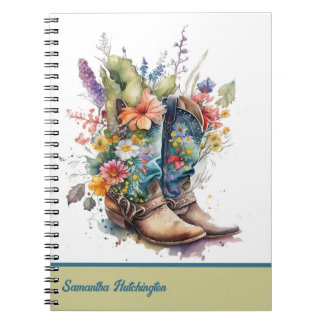 Colourful Cowgirl Boots with Wildflowers Notebook