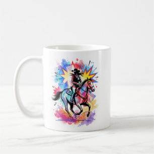 Colourful Cowgirl Horse Watercolor Pop Art Coffee Mug