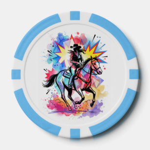 Colourful Cowgirl Horse Watercolor Pop Art Poker Chips