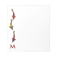 Colourful Coy Fish Monogram Note Pad