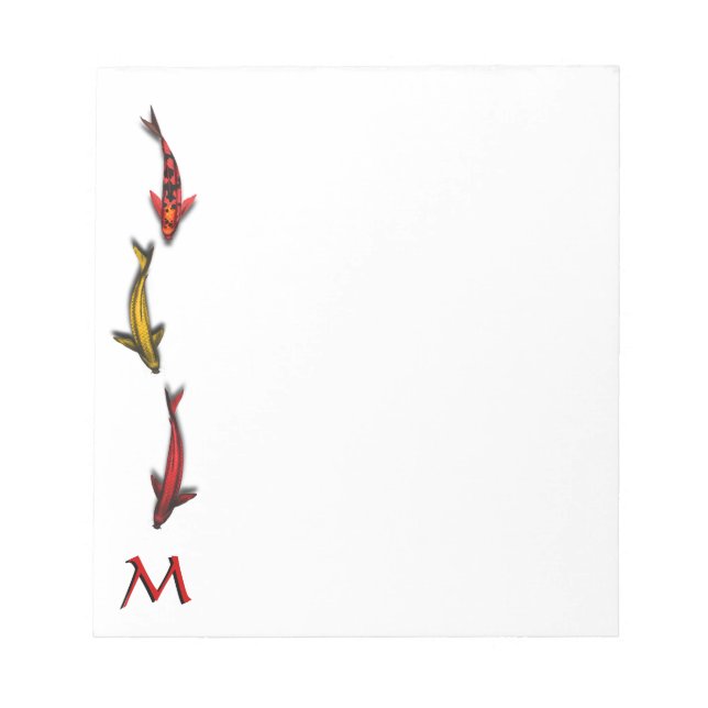 Colourful Coy Fish Monogram Note Pad (Front)