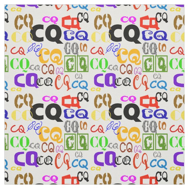Colourful CQ Letters Ham Radio Fabric (Swatch)