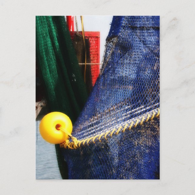 Colourful crabbing fishing nets and floats, florid postcard (Front)